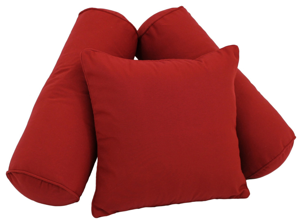 Double-Corded Solid Twill Throw Pillows With Inserts, Set of 3, Ruby ...