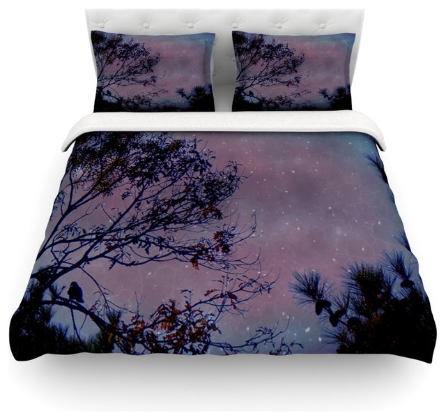 Purple Duvets Sets The Kess Inhouse Robin Inson Twilight Purple Tree Cotton Duvet
