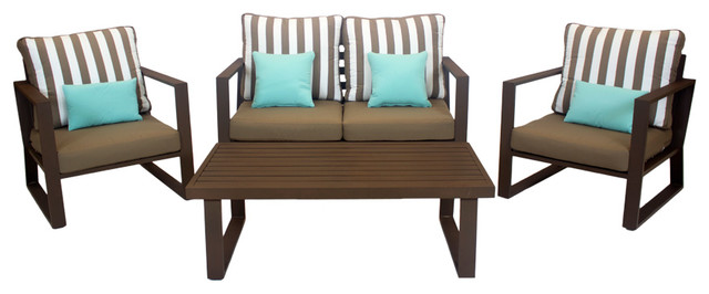 Outdoor 4-Piece Bolonia Furniture Set With 2-Seater Sofa, Bronze