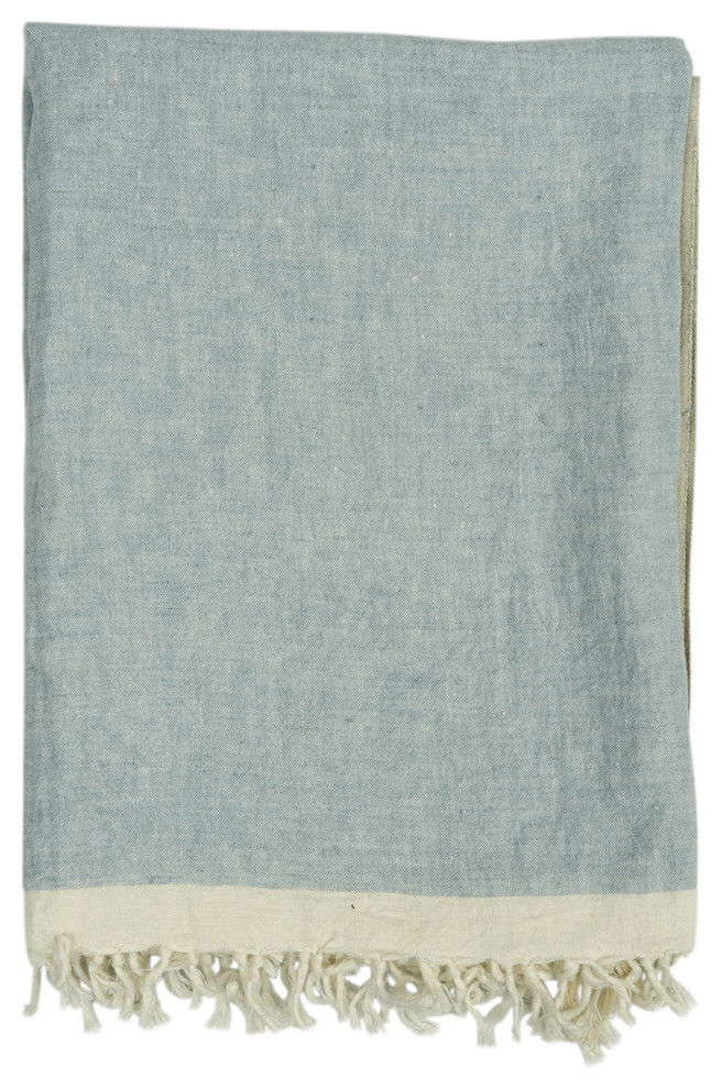 Chambray Solid Throw, 50"x70", Light Blue