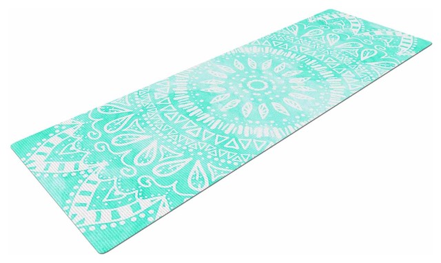 Nika Martinez "Boho Flower Mandala in Teal" Yoga Mat