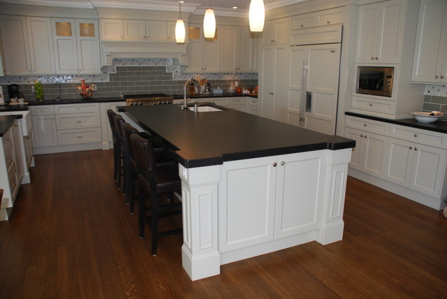 Honed Cambrian Black Granite Mitered Contemporary Kitchen