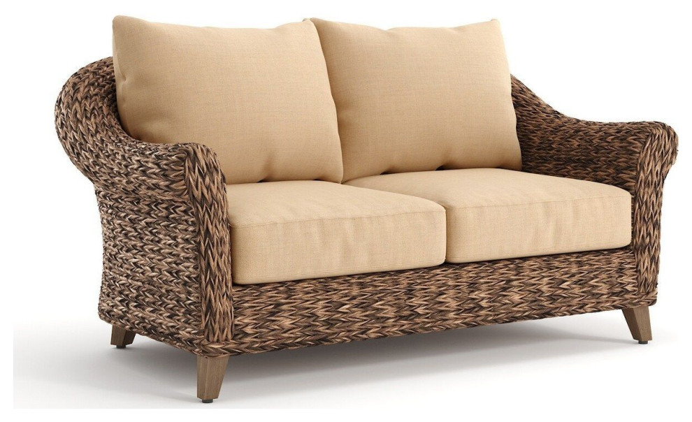 Cayman Loveseat, Heritage Brown Tropical Outdoor Loveseats by