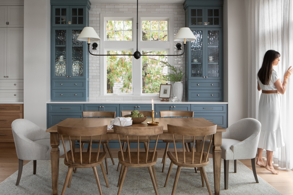 Huge country kitchen/dining room combo photo in Milwaukee with no fireplace