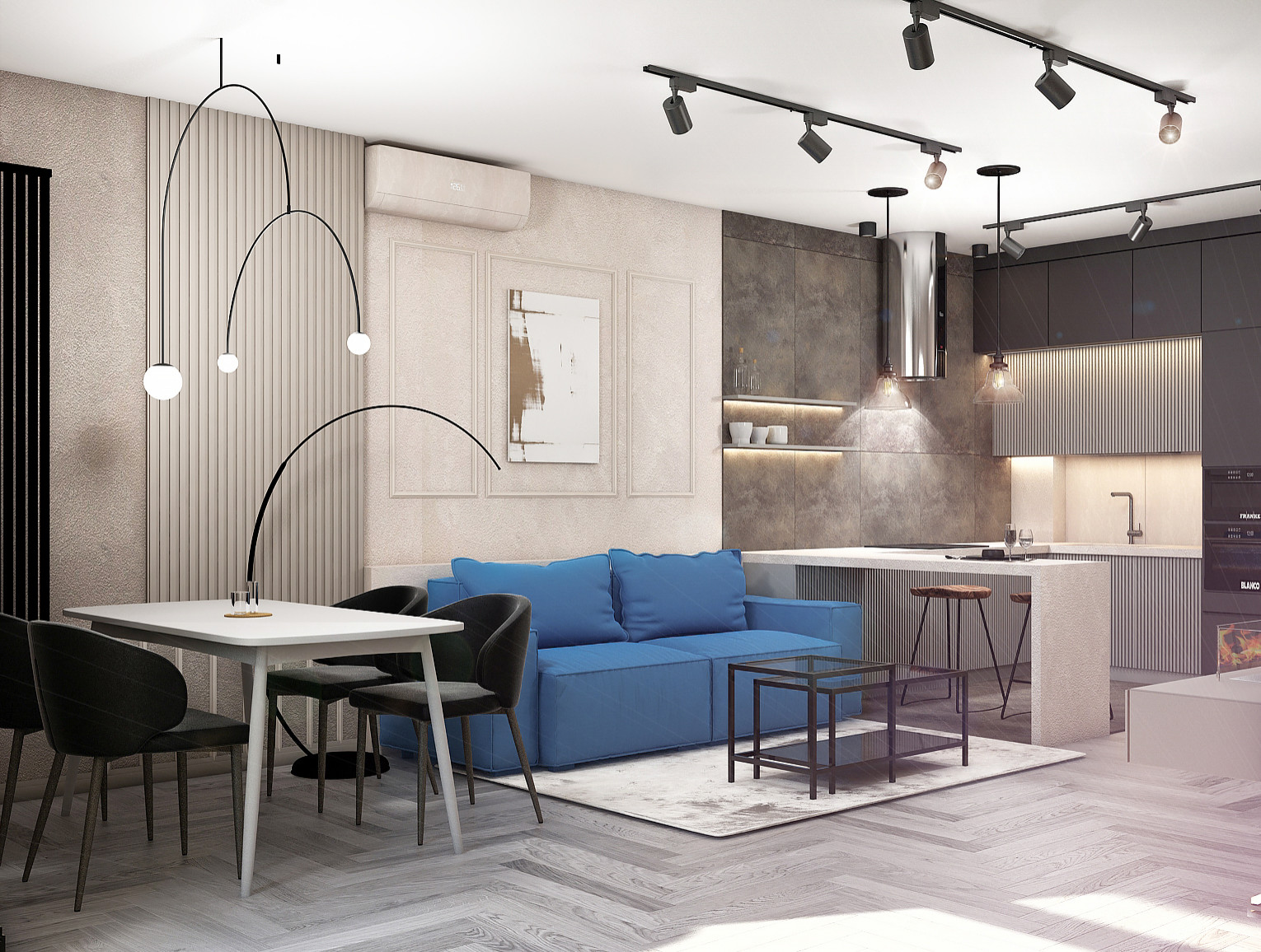 Кухня - гостиная с акцентами