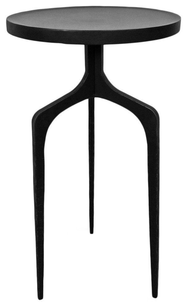 Black Steel 3 Leg Accent Table Transitional Side Tables And End