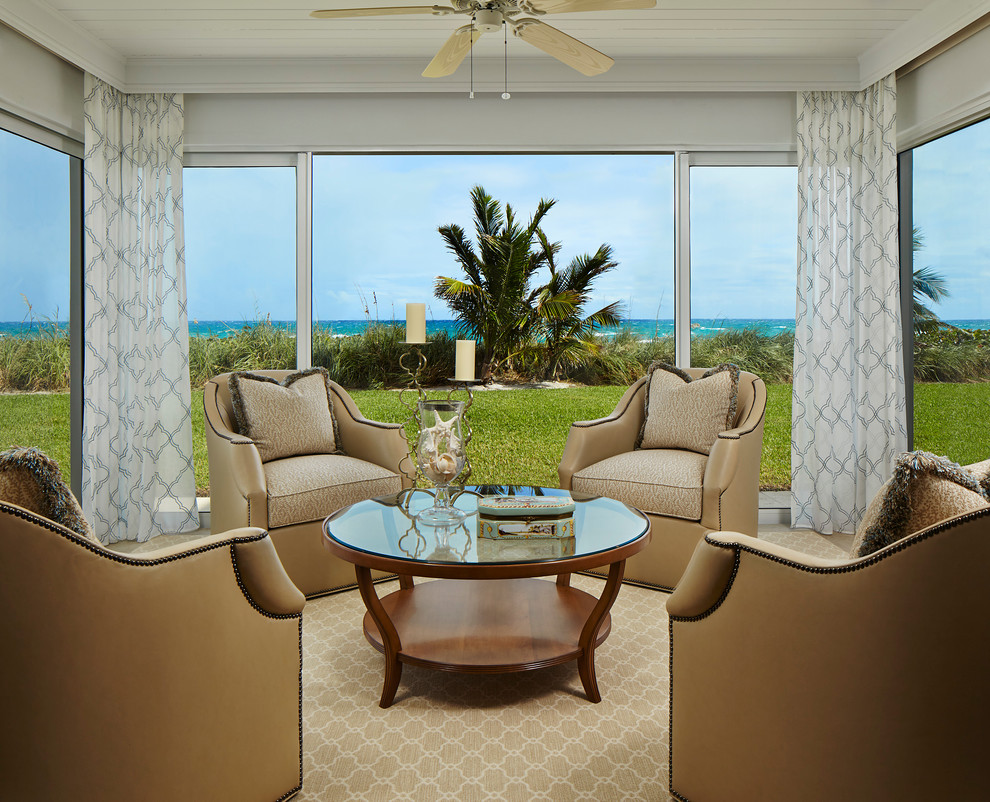 Example of a transitional sunroom design in Miami