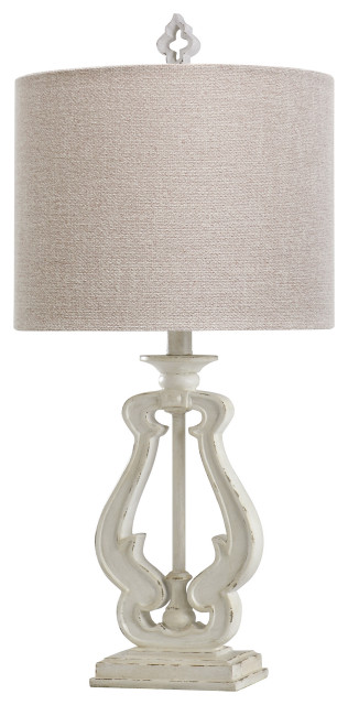 Robert Table Lamp Distressed White Textured Beige Gray Farmhouse Table Lamps By Stylecraft Home Collection