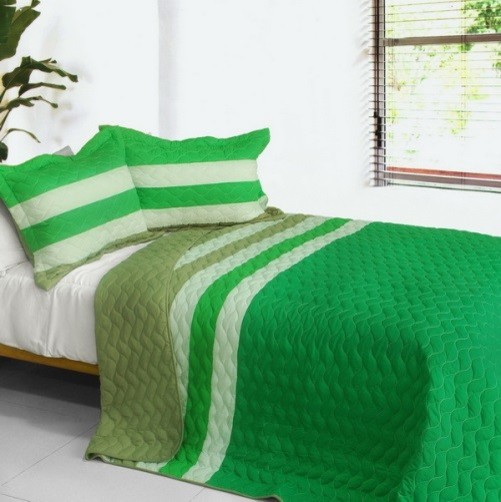 [Spring Breeze] 3PC Vermicelli-Quilted Patchwork Quilt Set (Full/Queen Size)