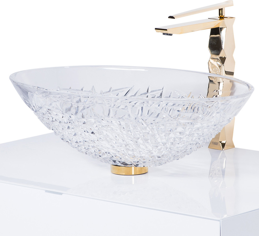 Demedici Ice Oval Crystal Vessel Sink Contemporary Bathroom Sinks by Maestrobath