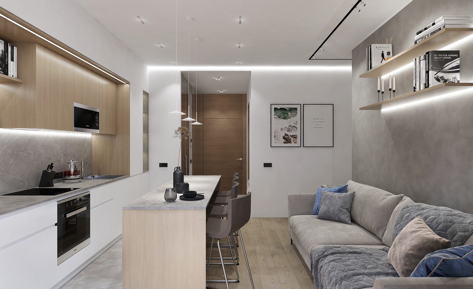 Квартира 50м2 в современном стиле для молодой семьи в ЖК "Ленинград"