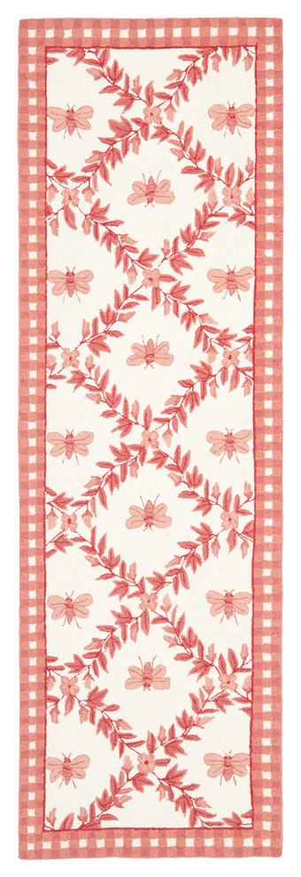 Safavieh Chelsea Collection HK55 Rug, Ivory/Rose, 2'6"x8'