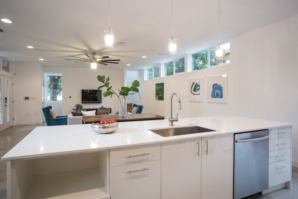 Example of a minimalist kitchen design in Austin
