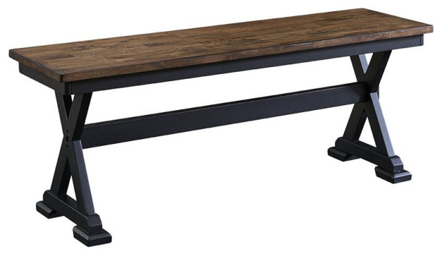 A-America Stone Creek Transitional Solid Wood Dining Bench in Chickory and Black