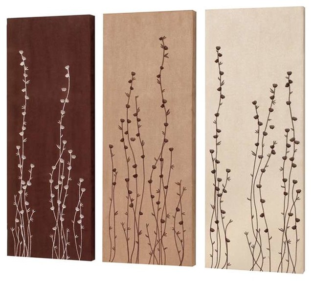 Wall Art Set Of 3 dainolite flower bud embroidery on suede wall art, set of 3 Wall Art Set Of 3 dainolite flower bud embroidery on suede wall art, set of 3