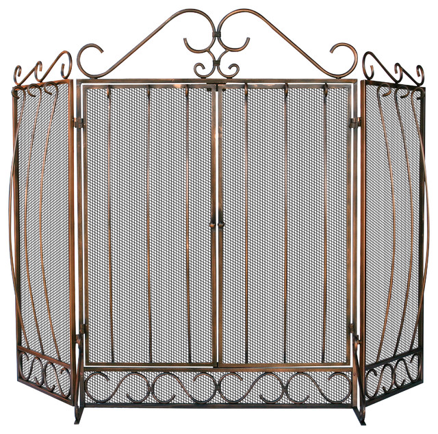3 Fold Venetian Bronze Screen Traditional Fireplace Screens By 3 Fold Venetian Bronze Screen