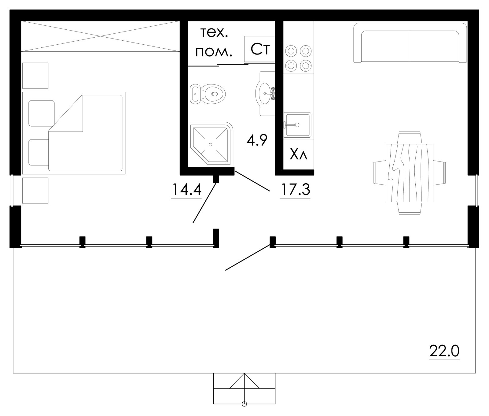 Проект гостевого дома S-70-90