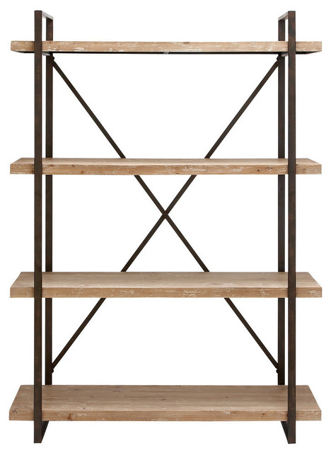 4 Tier Wood Utility Storage Shelf Metal Frame Storage Furniture Decor 34853