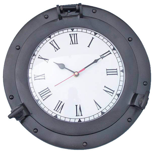 Oil Rubbed Bronze Delux Class Porthole Clock 15 Nautical Wall Beach