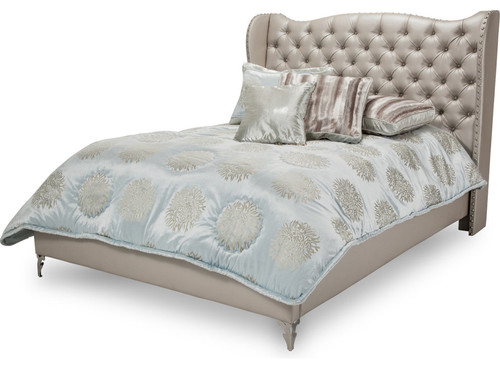 AICO Michael Amini Hollywood Loft Upholstered Bed, Frost, Queen, California King