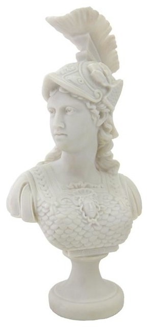 13.5 Inch Resin in Marble Finish Greek Mythology Goddess Athena Bust