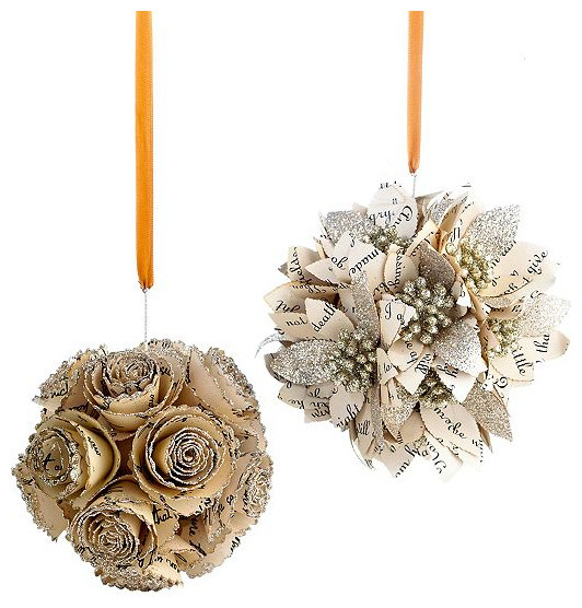 Holiday Lane Set of Flower Cluster Ornaments Rustic Christmas