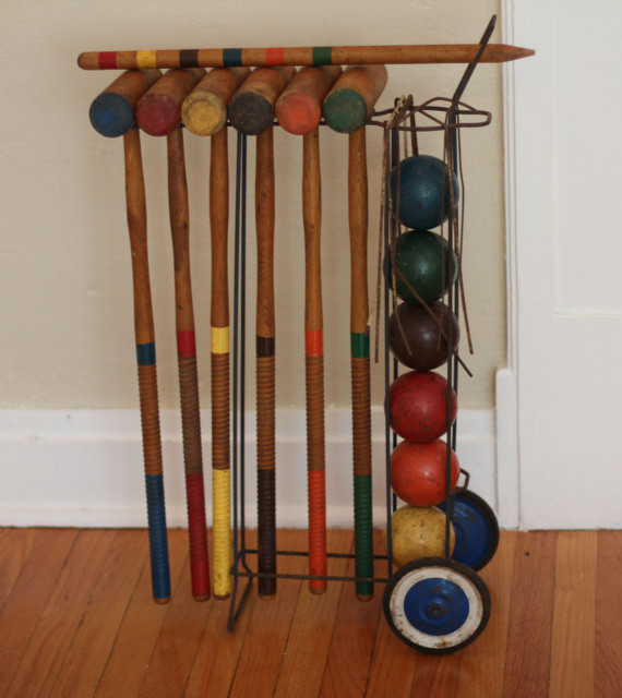 Vintage Croquet Set for Six Players with Caddy by Nine Star Vintage