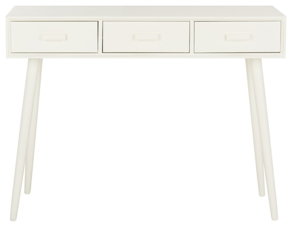 Hudson 3 Drawer Console Table Antique White Midcentury Console