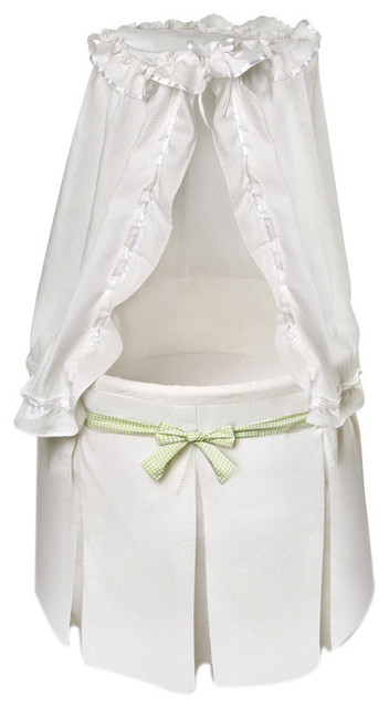 Badger Basket Co Empress Round Baby Bassinet White Bedding With Gingham Belts Traditional Cradles And Bassinets By Company Houzz Badger Basket Co Empress Round Baby, Badger Basket Round Bassinet Bedding