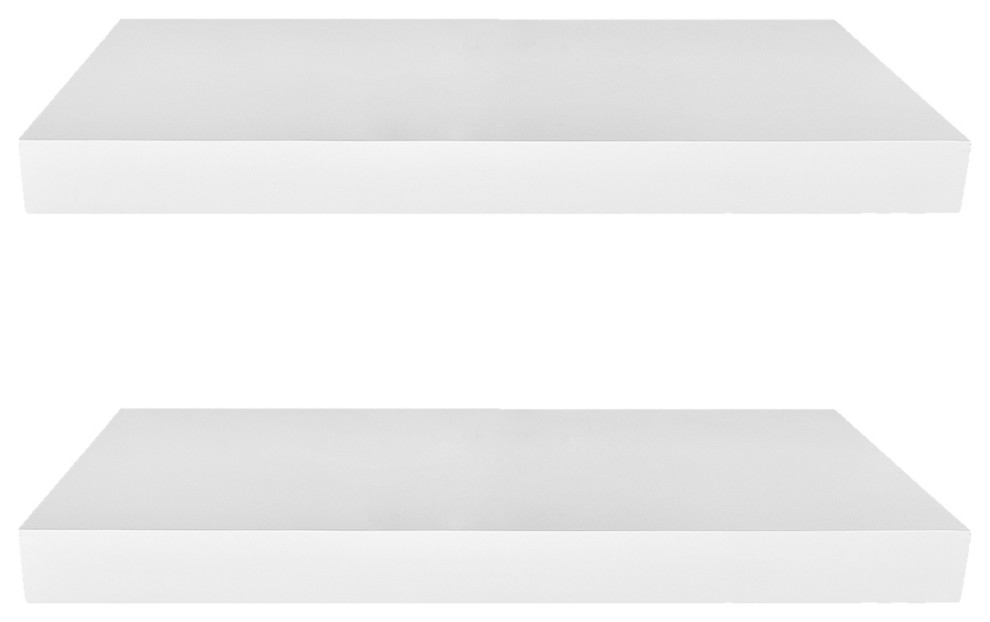 12" Deep White Floating Shelves 2 Pack, Wall Shelf Display Floating 24'' Transitional