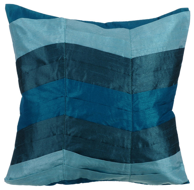 Textured Pintucks 16"x16" Silk Teal Pillows Cover, Teal Waves