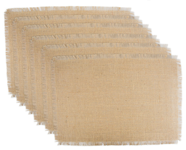 Natural Jute Placemat Set/6, 13x19" Farmhouse Placemats by Design