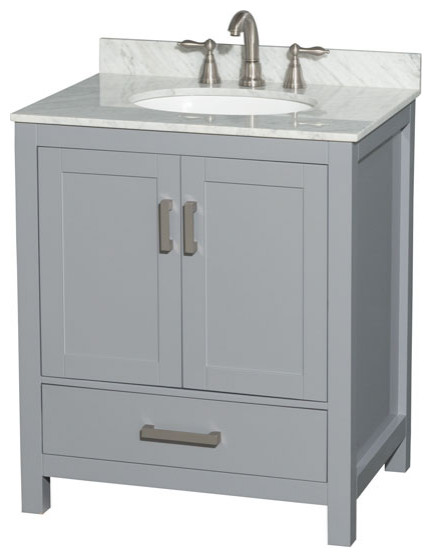 Wyndham WCS141430SGYCMUNOMXX Single Vanity in Gray with White Carrera ...