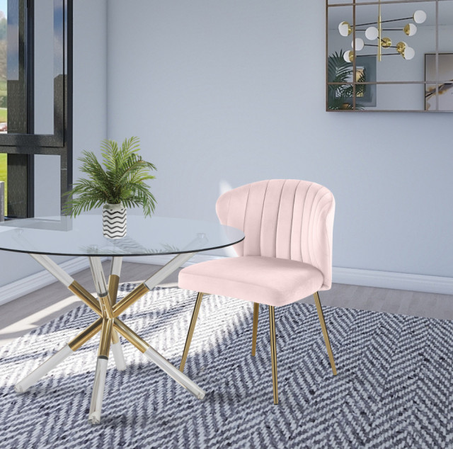 Finley Tufted Velvet Dining Chairs With Rich Gold Legs, Set of 2 ...