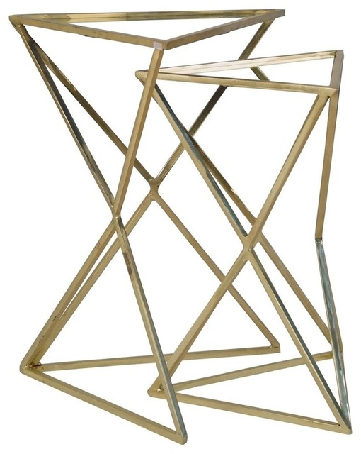 Sagebrook Home Gold Triangle Accent Tables Glass Set Of 2 Contemporary Coffee Table Sets By - Glass Corner Table Triangle Sagebrook Home Gold Triangle Accent Tables Glass Set Of 2 Contemporary Coffee Table Sets By - Glass Corner Table Triangle