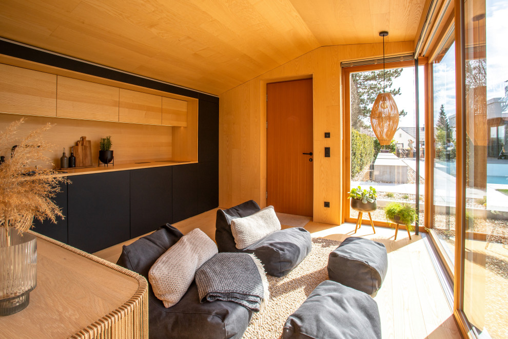 Design ideas for a modern living room in Munich.