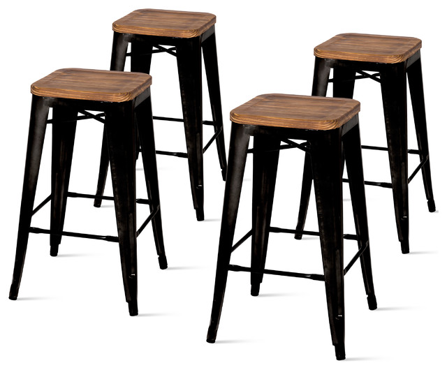 Metropolis Backless Counter Stool With Wood Seat Bar Metropolis Backless Counter Stools Black Set Of 4