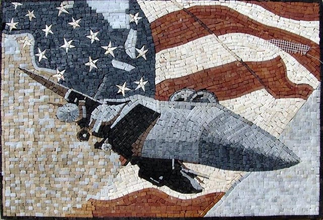 Tile Aircraft American Aircraft Mosaic Marble, 30
