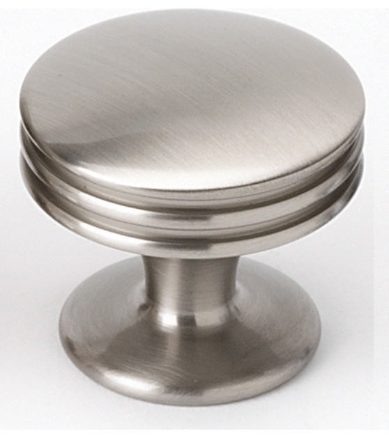 Alno A930-38 Classic 1-3/8" Round Flat Ringed Mushroom Cabinet - Satin Nickel