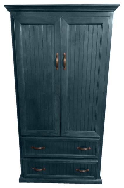 Double Wide Coastal Pantry With drawers, Smokey Blue