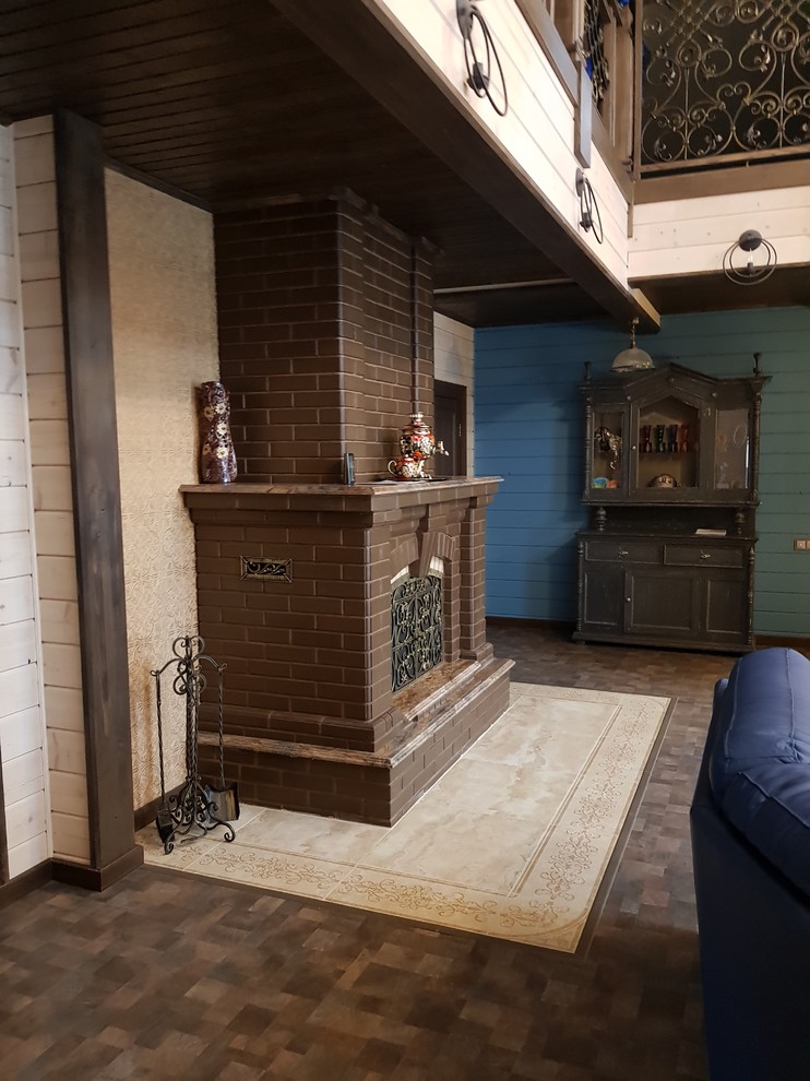 проект дома из клееного бруса, гостиная, лестница и баллюстрада, второй свет