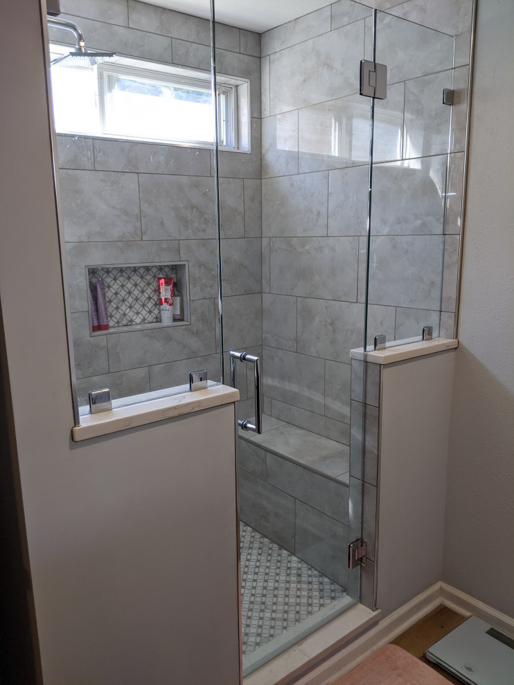 Osborne Master Bathroom /After photo with frameless glass installed.