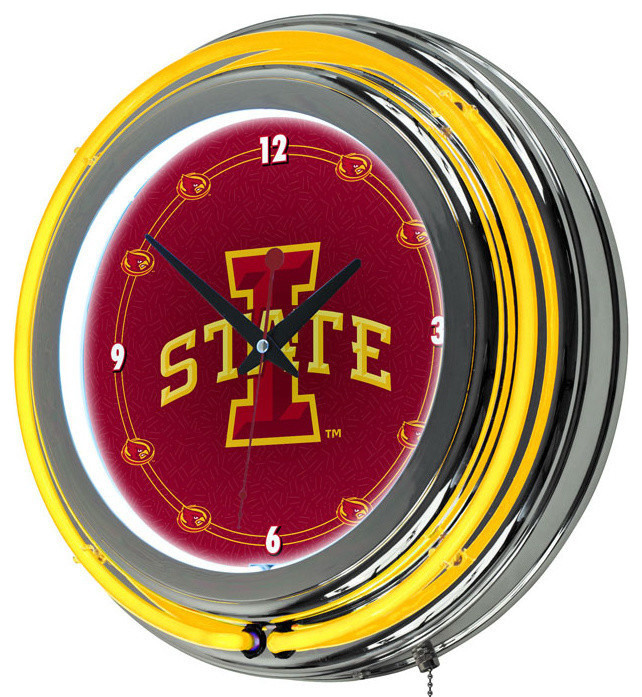 Iowa State University Neon Clock - 14 Inch Diameter