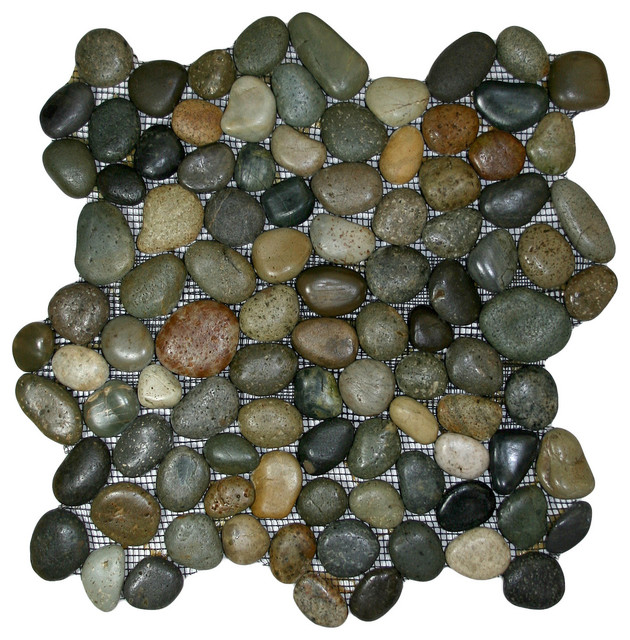 River Rock Stone Tile Bali Ocean Pebble Tile 12" x 12" 