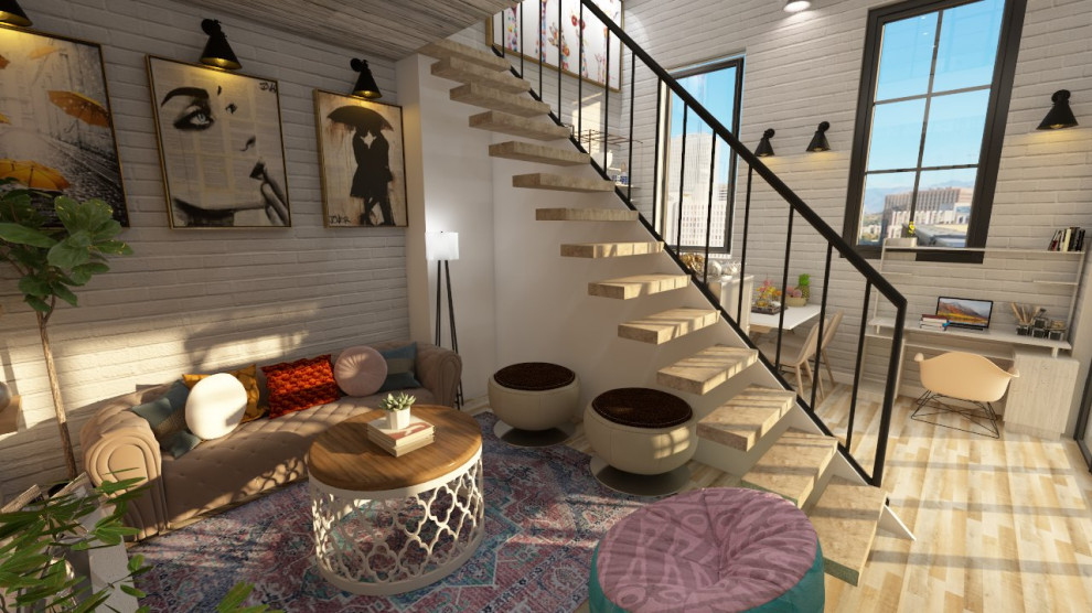 Design ideas for an urban mezzanine living room in Surrey.