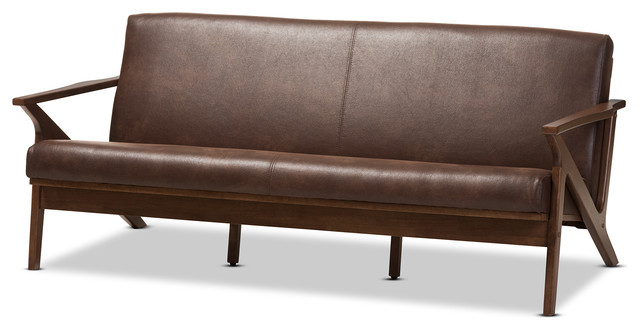 Bianca Mid Century Modern Dark Brown Distressed Faux Leather 3 Bianca Mid Century Modern Dark Brown