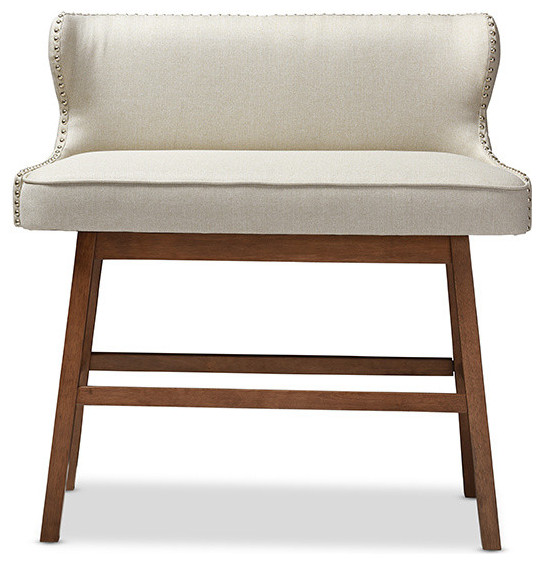 Gradisca Fabric Button-Tufted Upholstered Bar Bench Banquette, Light Beige