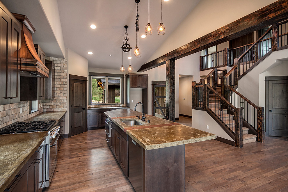 Example of a mountain style kitchen design in Seattle