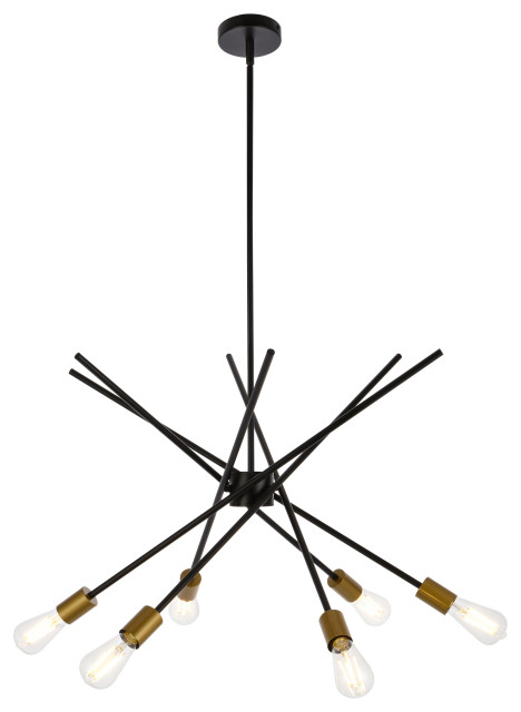 Living District LD7054D32BRB Armin 6 lights pendant in black with brass ...