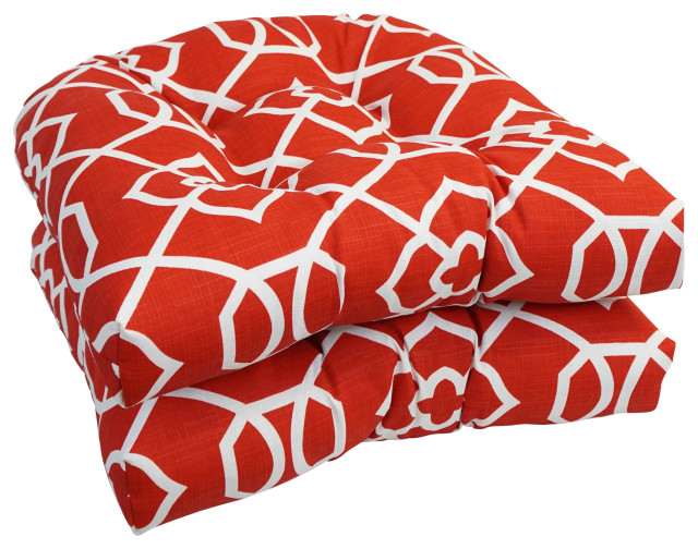 19" UShaped Dining Chair Cushions, Set of 2, Kirkland Red